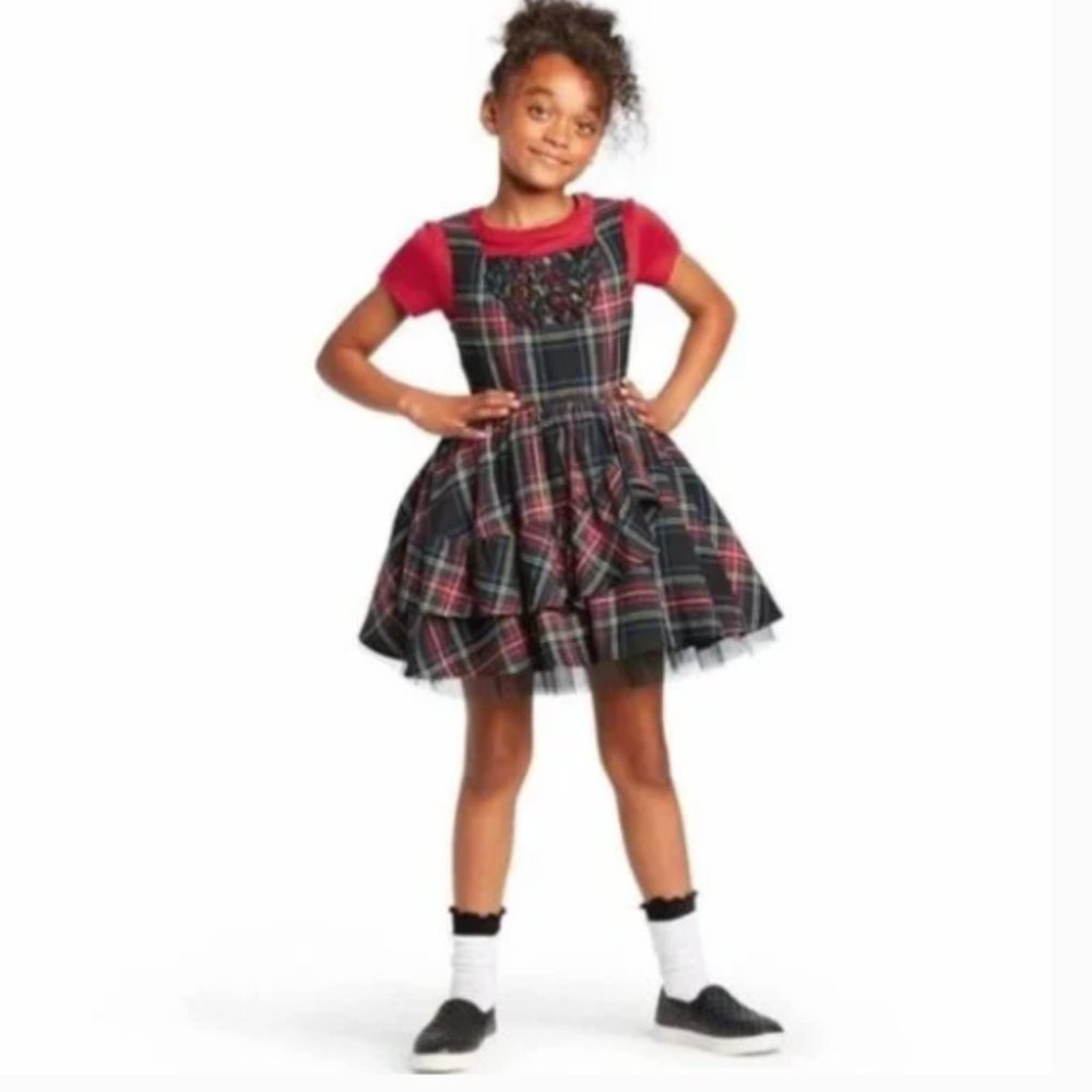 Gwen Stefani Harajuku Mini Target Girls Dress Plaid Red Green Size 7/8